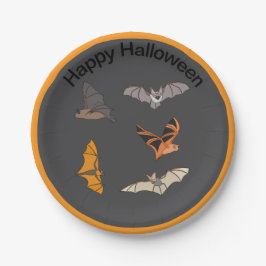スプーキー・コウモリ ハッピーハロウィン ペーパープレート