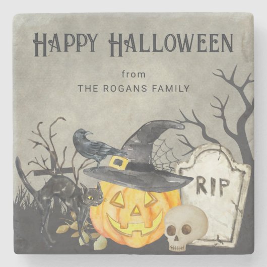 スプーキー コスチューム アンド カクテルズ ハロウィン ストーンコースター (正面)