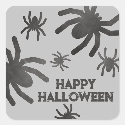スプーキー・スパイダー ハッピー・ハロウィン スクエアシール (正面)