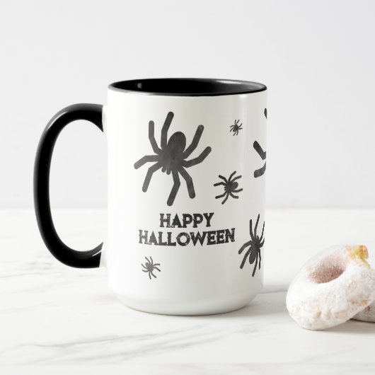 スプーキー・スパイダー ハッピー・ハロウィン マグカップ (ドーナツ付き)