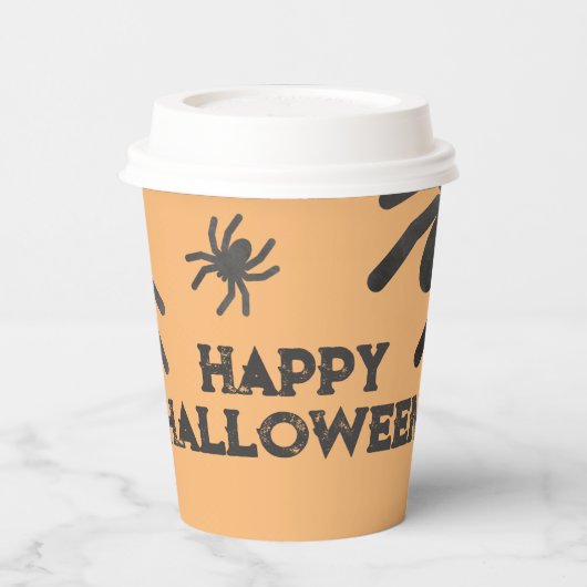 スプーキー・スパイダー ハッピー・ハロウィン 紙コップ (左)