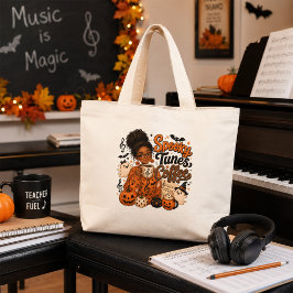 スプーキー・チューンズ・コーヒー・トートバッグ - ハロウィンのギフト ラージトートバッグ