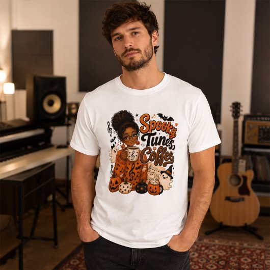 スプーキー・チューンズ・コーヒー ハロウィン 音楽の先生 Tシャツ