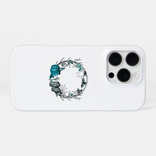 スプーキー・テイル＆グレー・ハロウィン・フレームTシャツ iPhoneケース (裏面横)