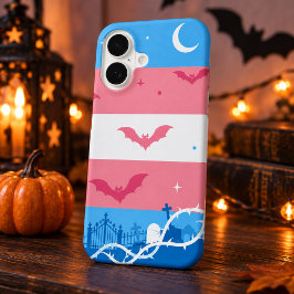 スプーキー・トランス・プライド・フラッグ・ハロウィン墓地 iPhone 16ケース