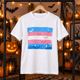 スプーキー・トランス・プライド・フラッグ・ハロウィン墓地 Tシャツ