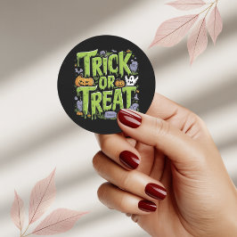 スプーキー・トリック・オア・トリート・スライム・ハロウィンステッカー ラウンドシール