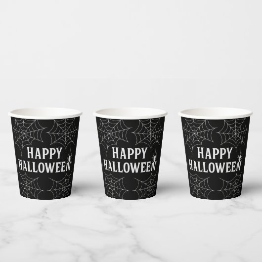 スプーキー ドリンク ハッピー ハロウィン クモの巣 怪奇な 紙コップ (複数)