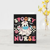 スプーキー ナース ゴースト ハロウィン かわいい グルービー 看護 カード (黄色い花)