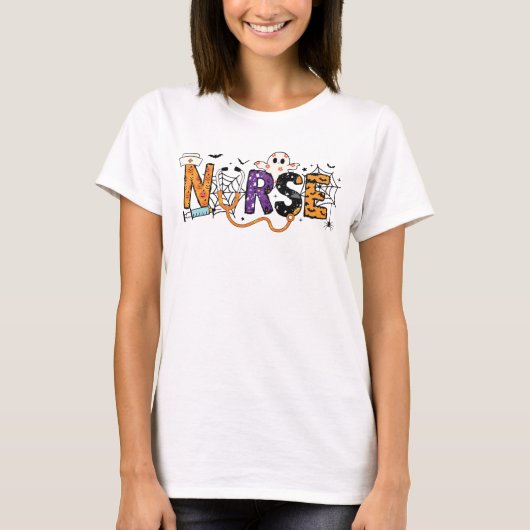 スプーキー ナース ハロウィーン ドゥードル Tシャツ (正面)