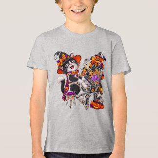 スプーキー・バイブス ハロウィン 猫 音楽 トライブレンドTシャツ
