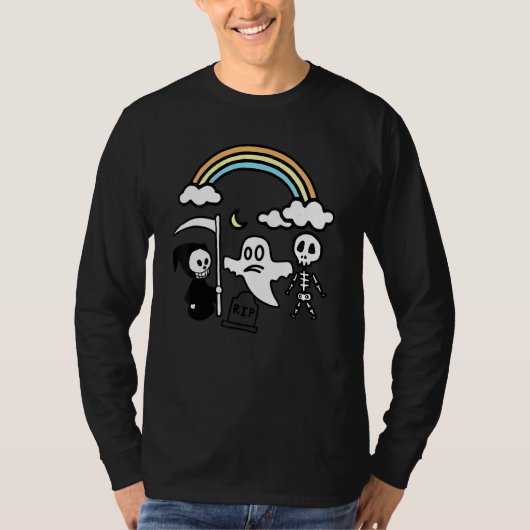 スプーキー パルズ おばけ 死神 レインボー ハロウィン Tシャツ (正面)