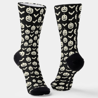 スプーキー・パンプキン&コウモリ柄ハロウィン・クルーソックス ソックス
