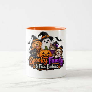 スプーキー ファミリー & ペット ハロウィン | かわいい犬と ツートーンマグカップ