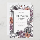 スプーキー フラワー ハロウィン バースデーパーティー カード (正面)