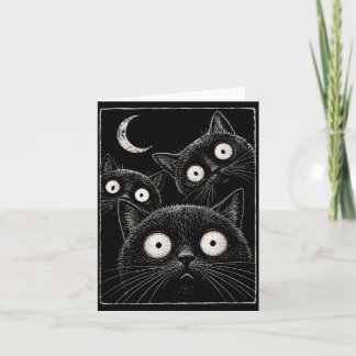 スプーキー ブラックキャット 月 ゴシック かわいい ハロウィン カード