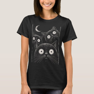 スプーキー ブラックキャット 月 ゴシック かわいい ハロウィン Tシャツ