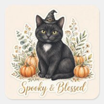 スプーキー&ブレスド 黒猫 ハロウィンステッカー