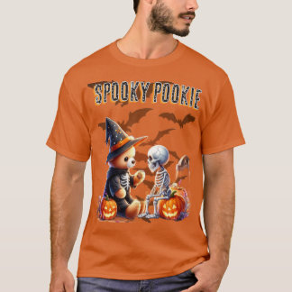 スプーキー プッキー かわいいハロウィンテディベア & スケルトン Tシャツ