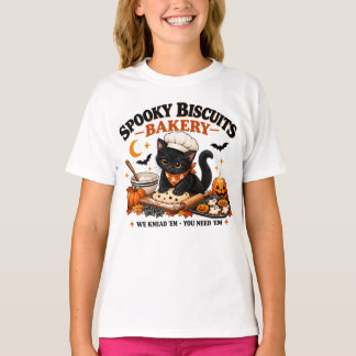 スプーキー・ベーカリー 黒猫 ハロウィン ゴーストビスケット Tシャツ