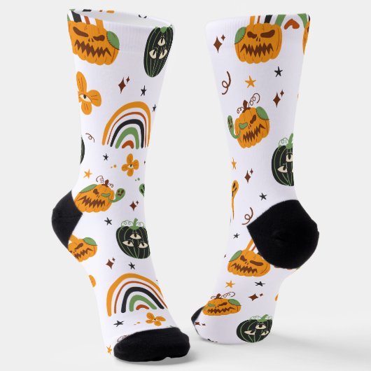 スプーキー・ボホ・パターン・ハロウィン ソックス (傾斜あり)
