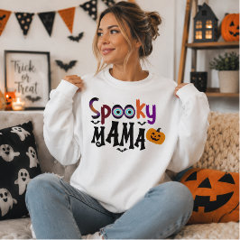スプーキー・ママ・アイ・パンプキン・ハロウィン・タイポグラフィ スウェットシャツ