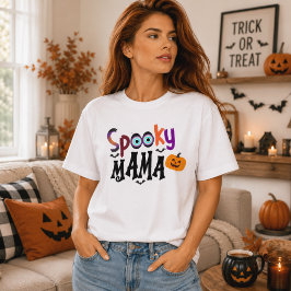 スプーキー・ママ・アイ・パンプキン・ハロウィン・タイポグラフィ トライブレンドTシャツ