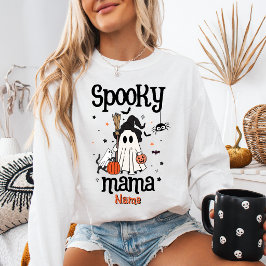スプーキー・ママ・ハロウィン かわいいおばけと猫 スウェットシャツ