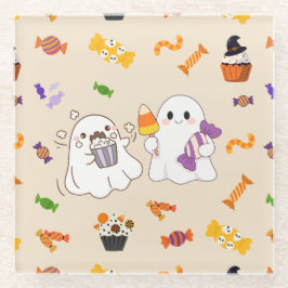 スプーキー・ムービーズ かわいいハロウィン ガラスコースター