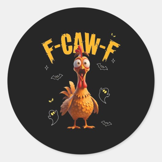 スプーキー・ロースター F-caw-f ガイコツ ラウンドシール (正面)