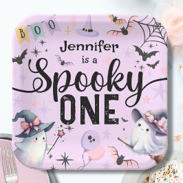 スプーキー・ワン・ガール・キュート・ゴースト・ハロウィン1歳の誕生日 ペーパープレート
