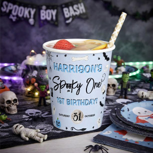 スプーキー・ワン！男の子のハロウィン1歳の誕生日パーティー 紙コップ