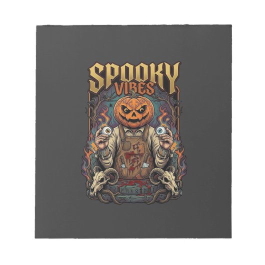 スプーキー・ヴァイアーズ ハロウィン カボチャの頭に眼球を持つ ノートパッド (正面)