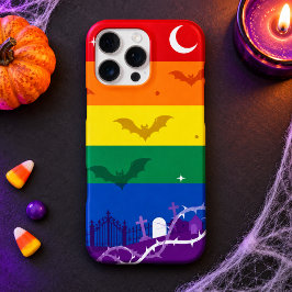 スプーキーLGBTQレインボーフラッグハロウィングラウンド iPhone 16 PRO MAXケース