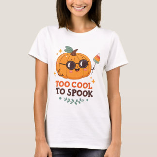 スプークするにはカワイすぎ – かわいいキャラクターのパンプキン ハロウィン Tシャツ