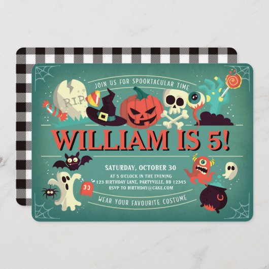 スプークの誕生日パーティーの招待 招待状 (正面/裏面)