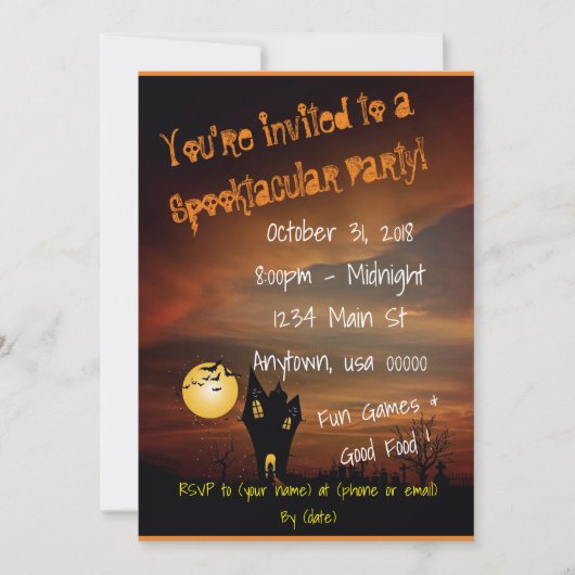 スプークタキュラー ハウントハウス ハロウィンパーティー 招待状 (正面)