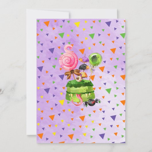 スプークタクルスイーツとハロウィーンバースデーを扱う 招待状 (裏面)