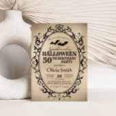 スプークヴィンテージこうもりハロウィーン誕生日パーティー 招待状