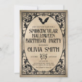スプークヴィンテージハロウィーン誕生日パーティー 招待状 (正面)