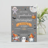 スプーク幽霊オレンジハロウィーン誕生日パーティー 招待状 (スタンド正面)