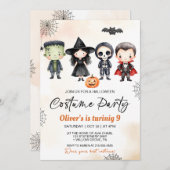 スプーク式ハロウィーンの衣装パーティー誕生日 招待状 (正面/裏面)
