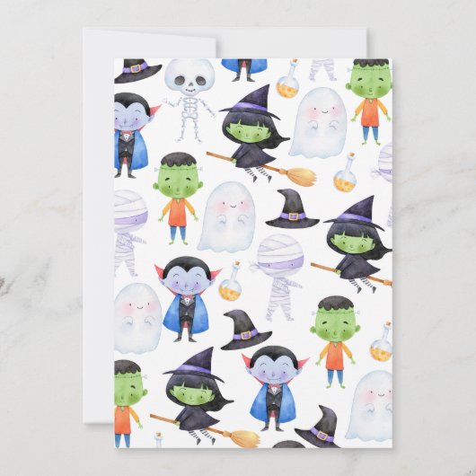 スプーク風コスチュームパーティーハロウィーン誕生日 招待状 (裏面)