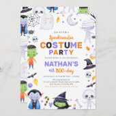 スプーク風コスチュームパーティーハロウィーン誕生日 招待状 (正面/裏面)