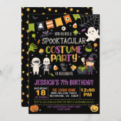 スプーク風コスチュームパーティーハロウィーン誕生日 招待状 (正面/裏面)
