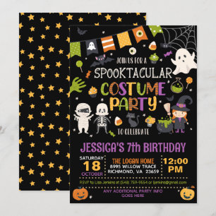 スプーク風コスチュームパーティーハロウィーン誕生日 招待状