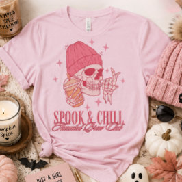 スプーク&チル・ハロウィンブリュークラブ ピンクスカル コーヒー Tシャツ