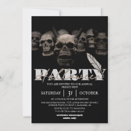 スプーシンプルキーなゴシックスカルハロウィーンの衣装パーティー 招待状