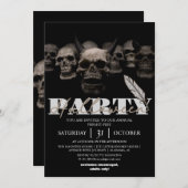 スプーシンプルキーなゴシックスカルハロウィーンの衣装パーティー 招待状 (正面/裏面)