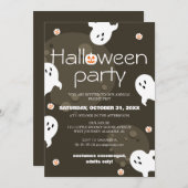 スプーシンプルクエレガントなハロウィーンの衣装パーティー 招待状 (正面/裏面)